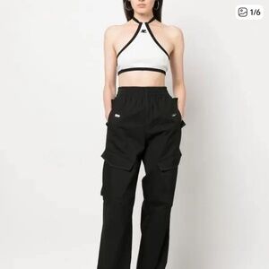 Courreges Black and White Halterneck Crop Top